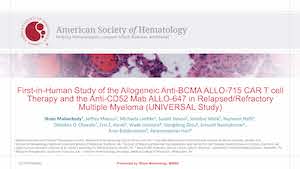 Read more about the article First-in-Human Study of the Allogeneic Anti-BCMA ALLO-715 CAR T cell Therapy and the Anti-CD52 Mab ALLO-647 in Relapsed/Refractory Multiple Myeloma (UNIVERSAL Study)