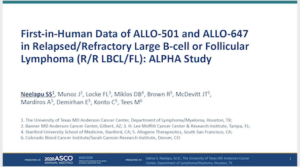 First In Human Data of Allo 501
