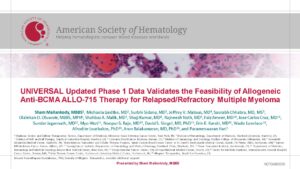 UNIVERSAL Updated Phase 1 Data Validates the Feasibility of Allogeneic
