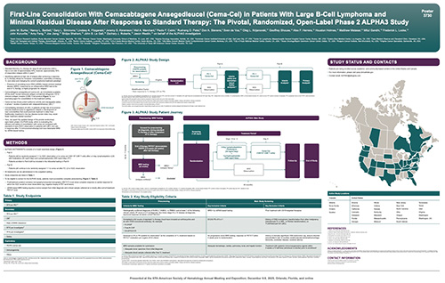 Read more about the article First-Line Consolidation With Cemacabtagene Ansegedleucel (Cema-Cel) in Patients With Large B-Cell Lymphoma and Minimal Residual Disease After Response to Standard Therapy: The Pivotal, Randomized, Open-Label Phase 2 ALPHA3 Study